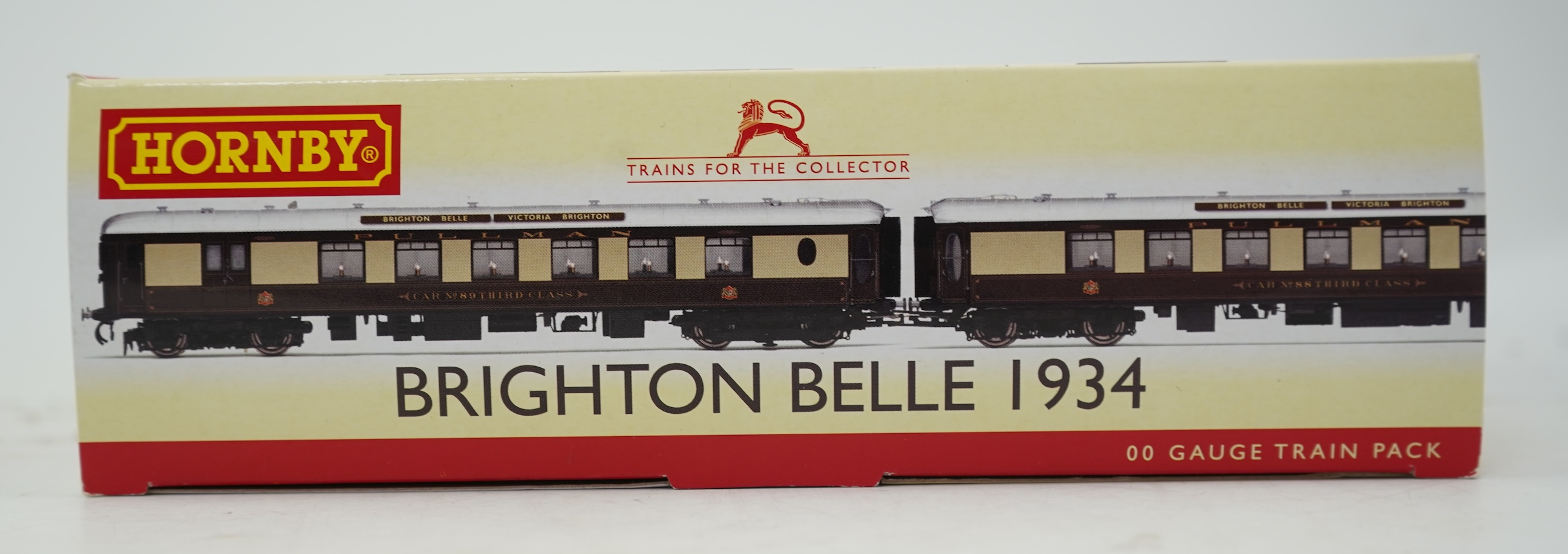 Hornby Hobbies 00 gauge railway Brighton Belle 2-car train pack in 1934 livery (R4512, R4513 and R4514).